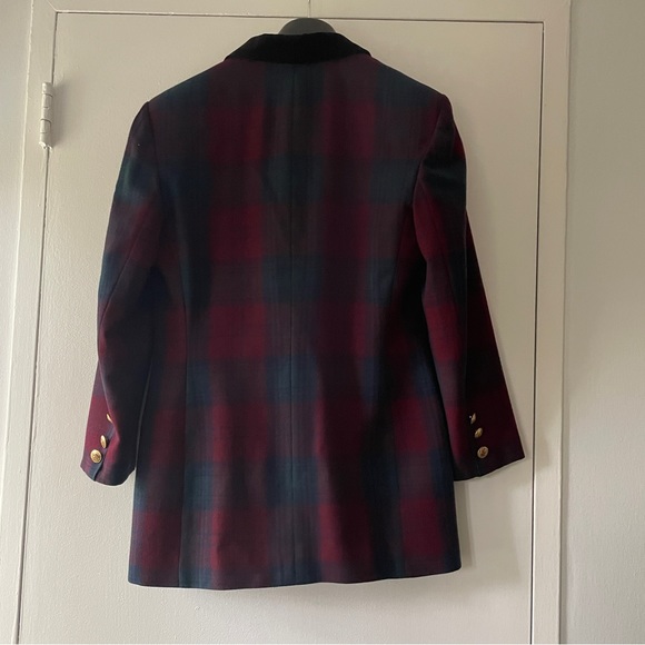 Vintage Giorgio Sant Angelo Plaid Velvet Collar Blazer - Size 8 - Picture 5 of 13
